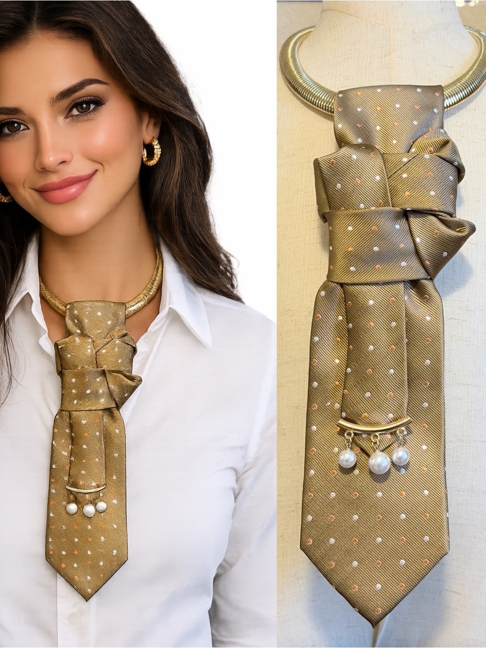 Upcycled Necktie Statement Necklace